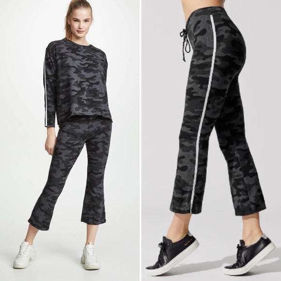 Sundry | NWT Camo Flare Pant w/ Trim-Charcoal Sz. 4 - Picture 3 of 10